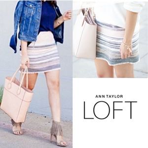 🆕 LOFT Tweed Skirt with Fringe Hem. NWT